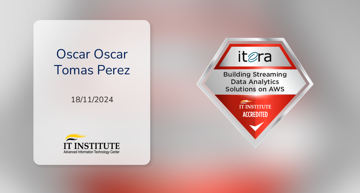 Ta Itera Building Streaming Data Analytics Solutions on AWS fue emitido por ...