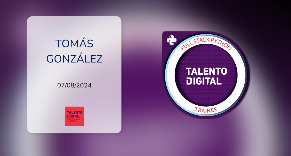 BOOTCAMP DESARROLLO APLICACIONES FULL STACK PYTHON TRAINEE fue emitido ...